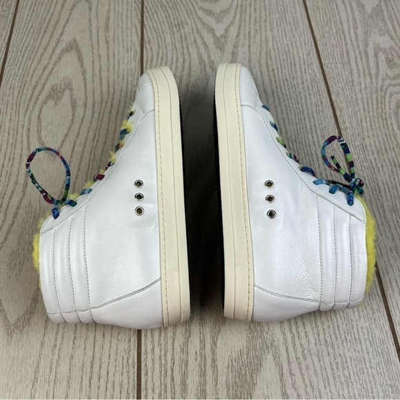 P448 Faux Fur Lined Fanti High Top Sneakers 38 Yellow/Grey Silver $348 - Picture 5 of 10